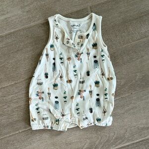 Cream Nature Print Sleeveless Romper
